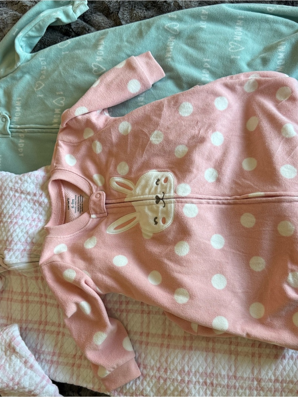 Carter’s Hudson Baby Sleep Sack Lot Girls 6-12M Wearable Blankets Bunny Pink